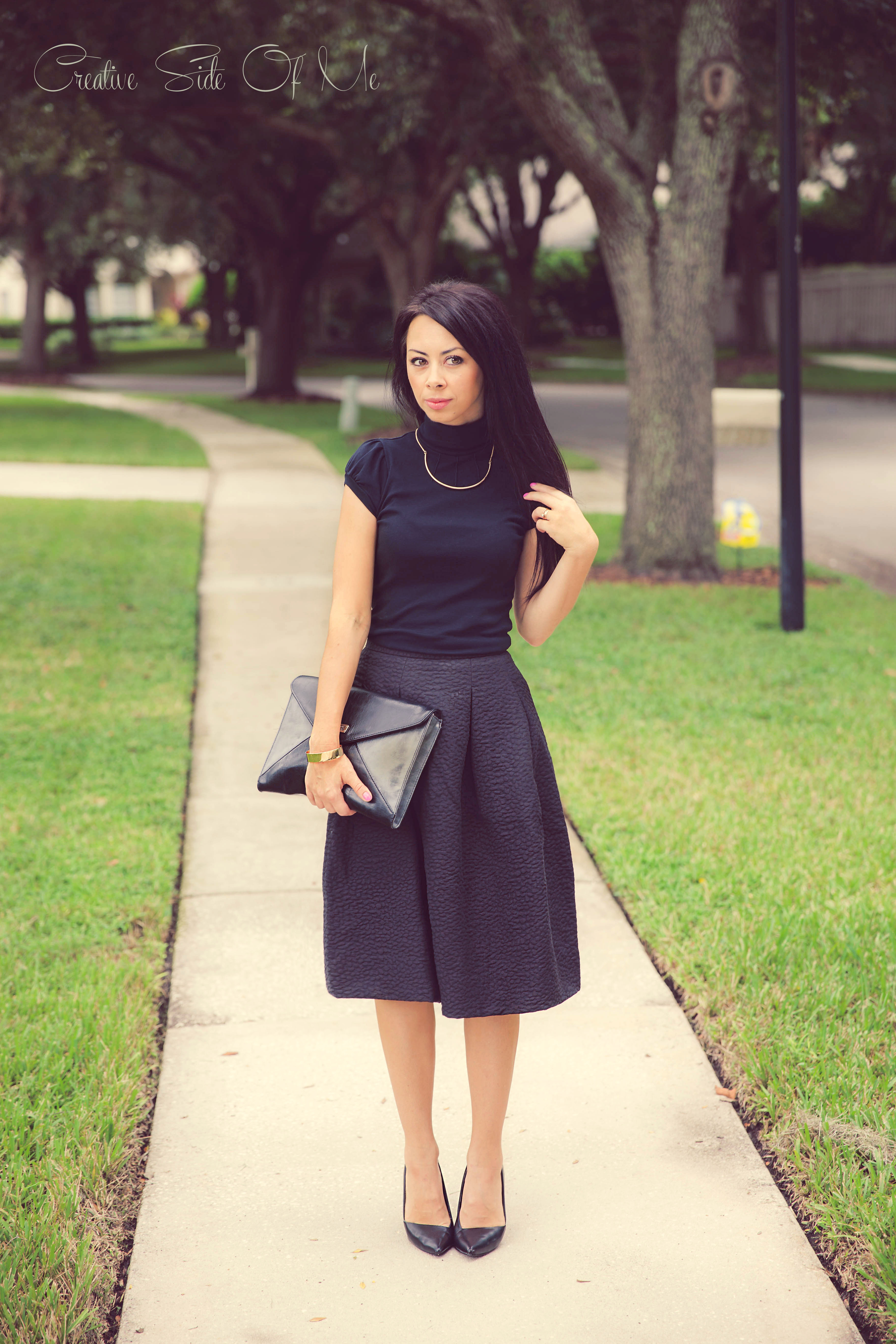 black skirt outfit for church